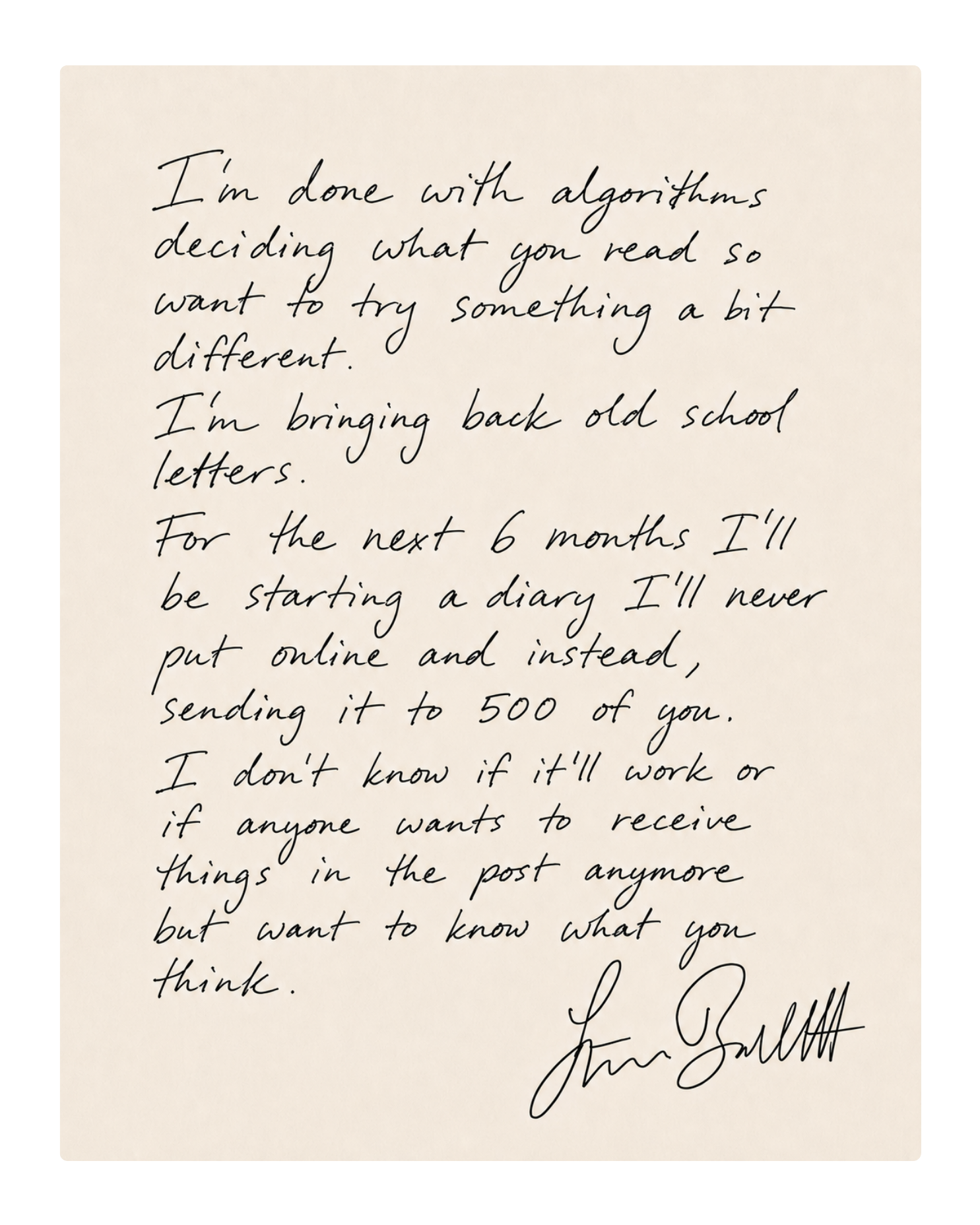 A handwritten letter from Steven Bartlett